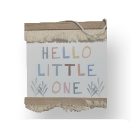 Picture of TASSLE HANGING HELLO LITTLE ONE 23CM